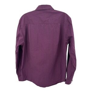 Saks Fifth Avenue Men Sz S Black Label Dress Shirt Button Casual Purple Plaid